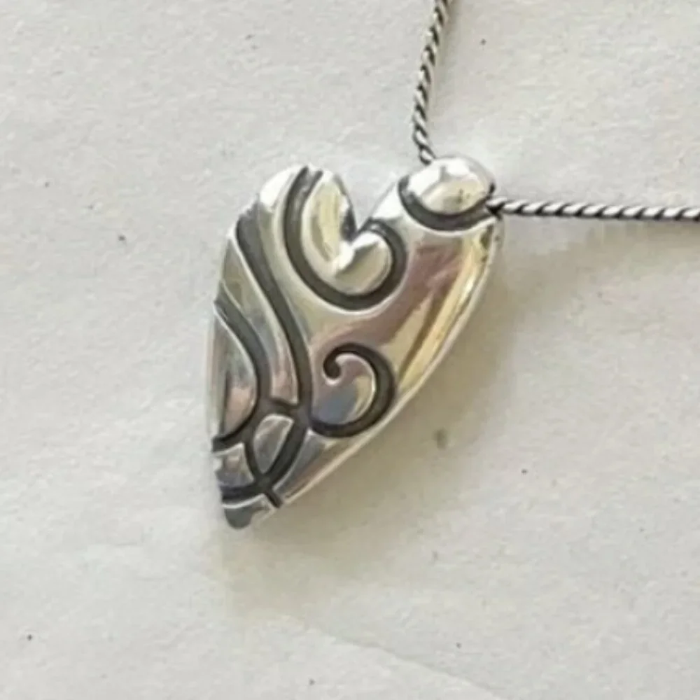 BRIGHTON Necklace: Give It a Swirl silver heart pendant necklace - Picture 4 of 4